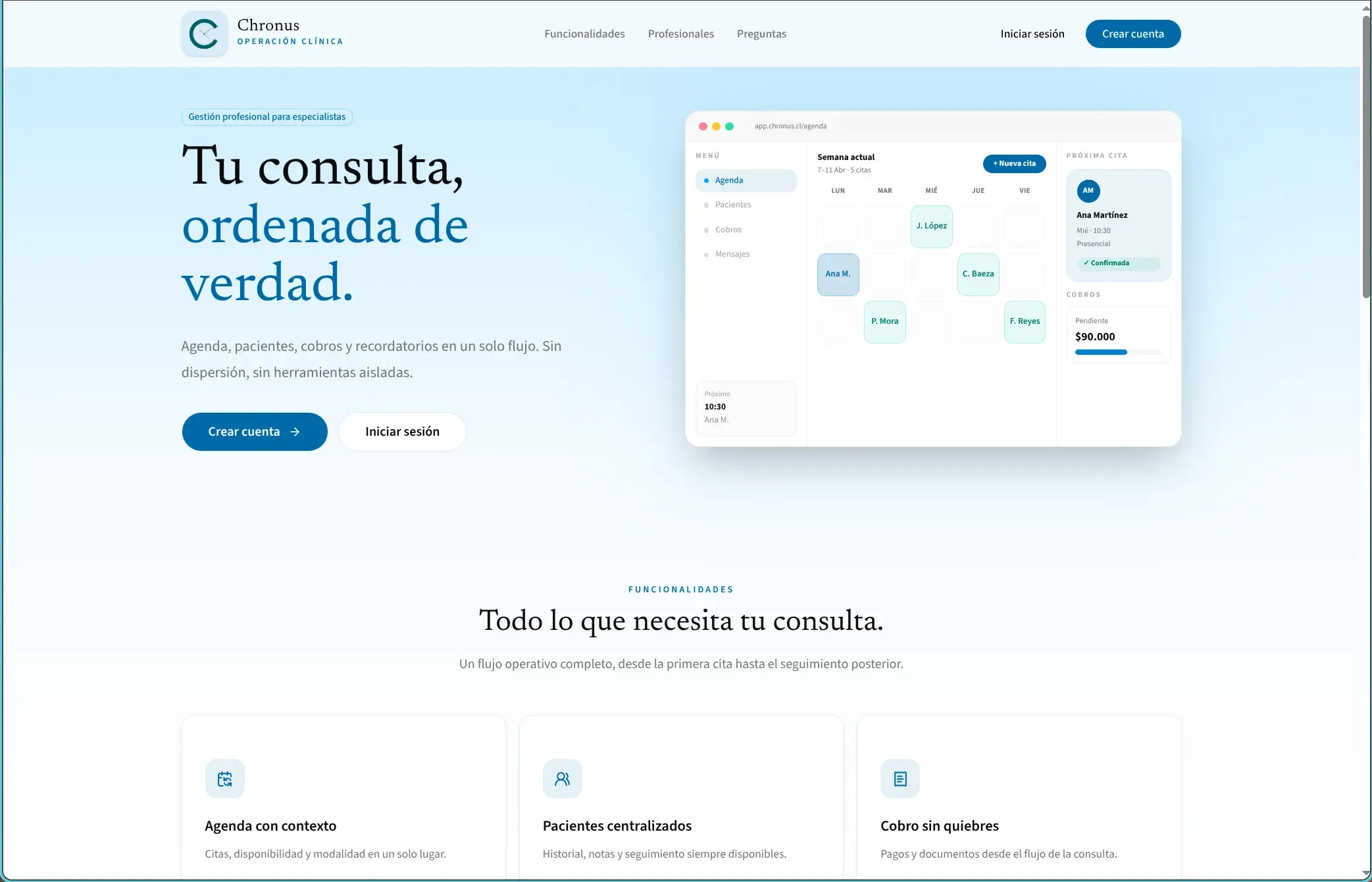 Captura del proyecto Chronus.cl