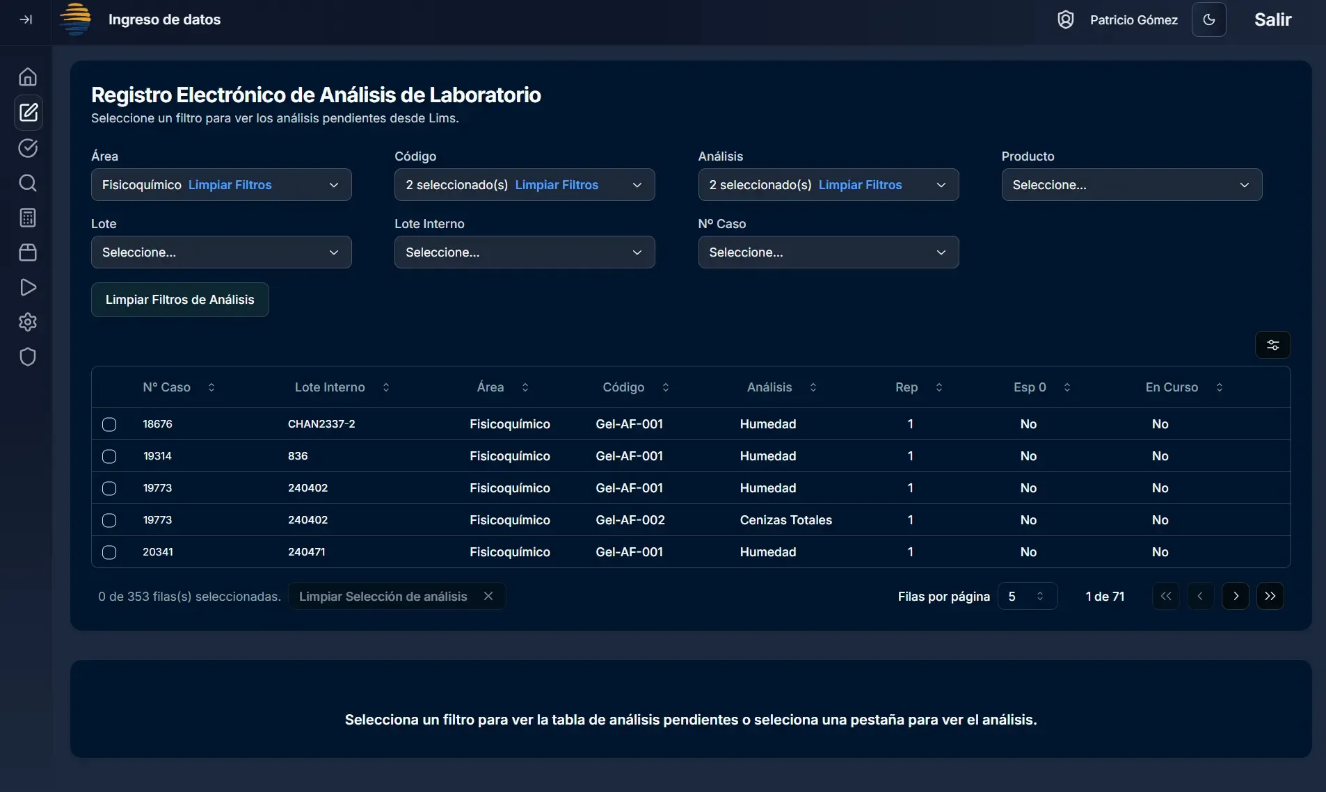 Captura 3 del proyecto Registro Electrónico de Laboratorios (REL)
