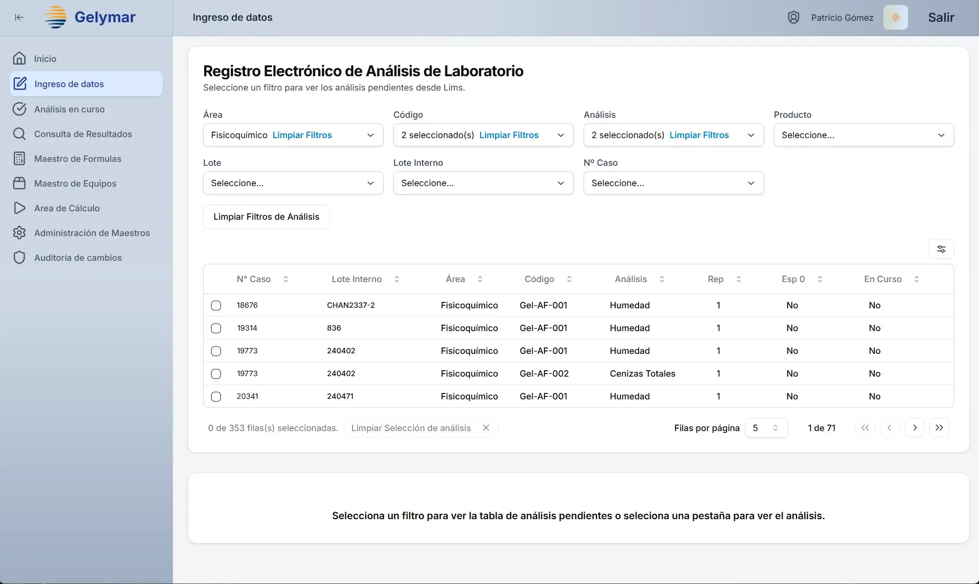Captura 2 del proyecto Registro Electrónico de Laboratorios (REL)