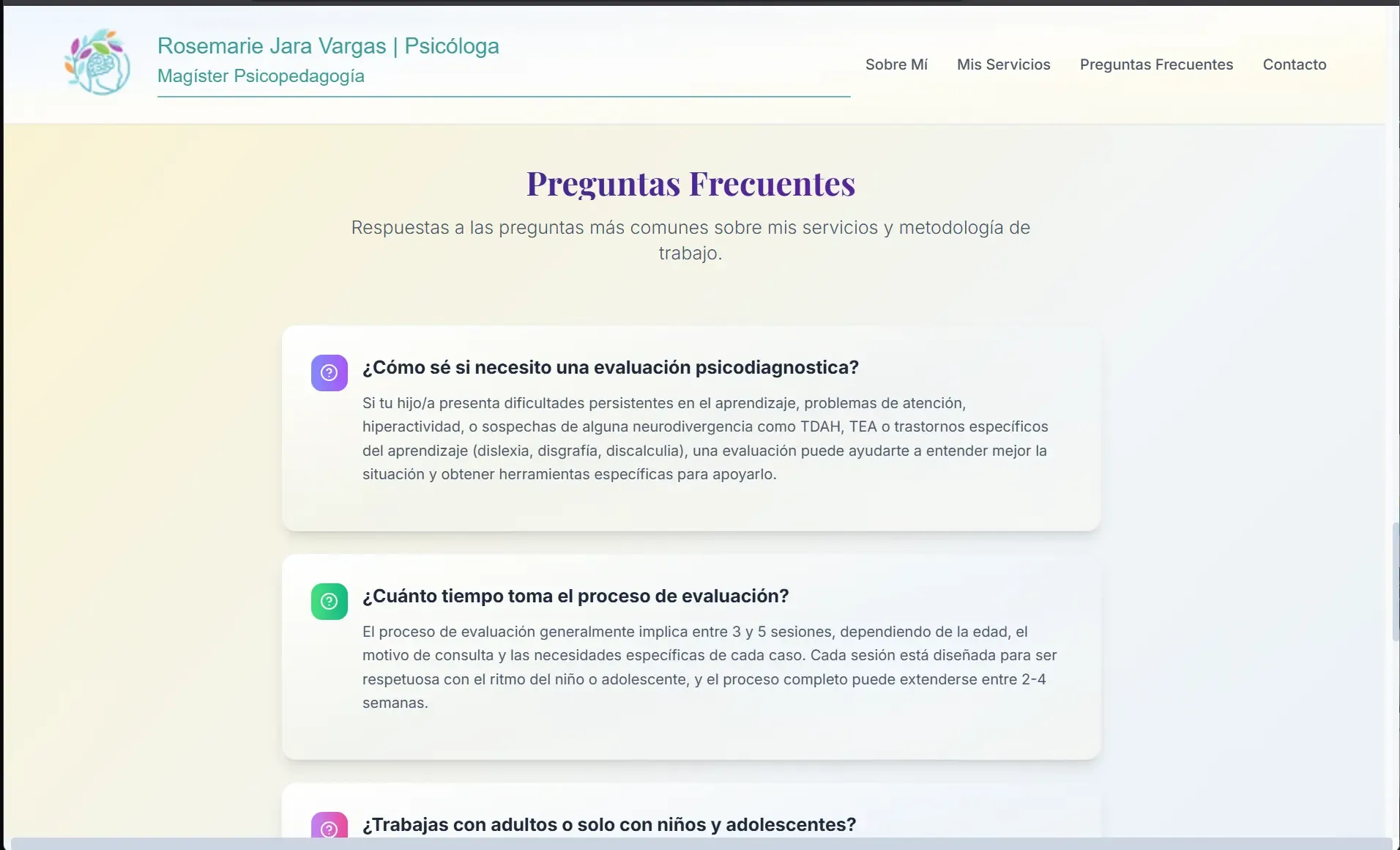 Captura 4 del proyecto Landing Page RosemarieJara.cl